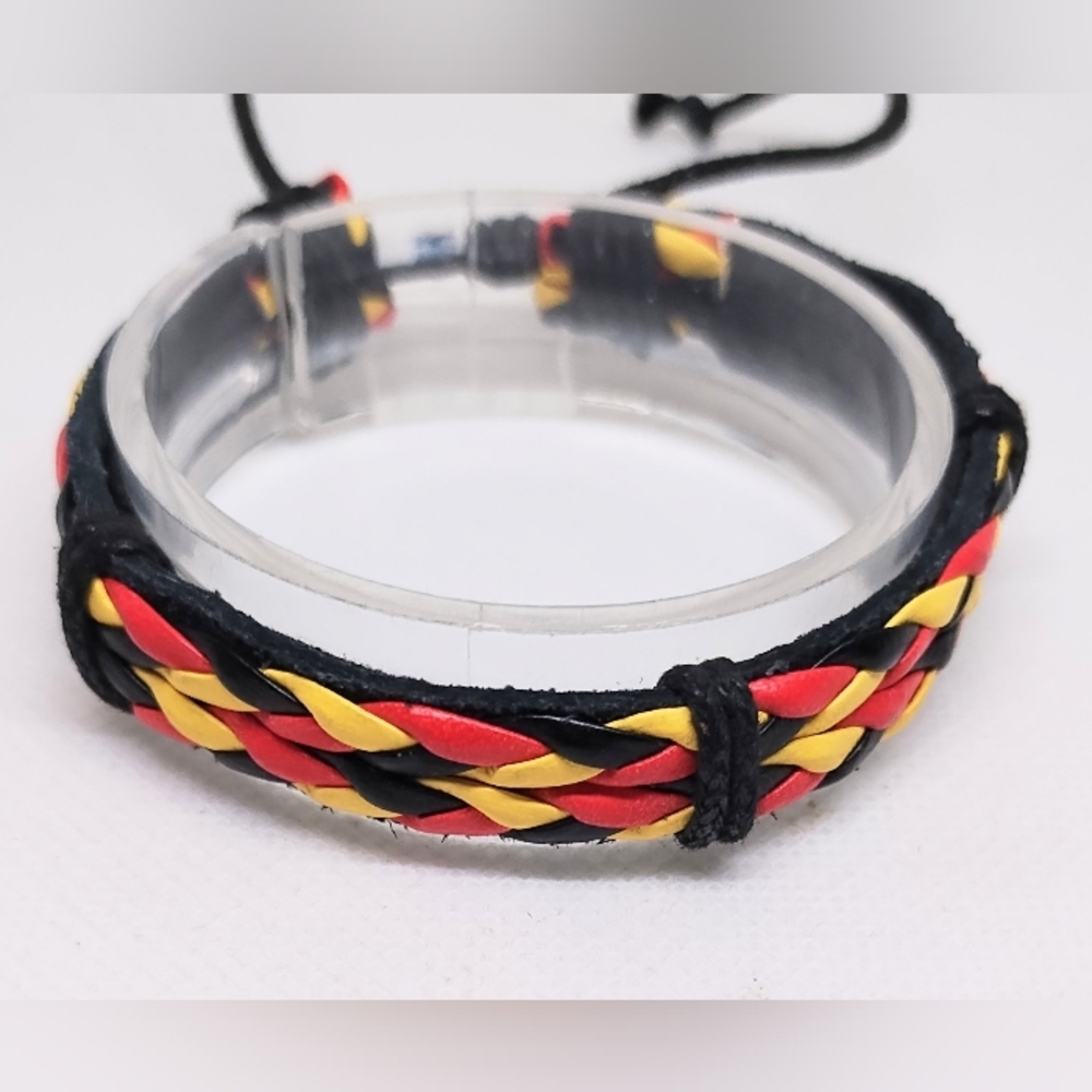 Men's Bracelet‎ Leather Braided Layered Black New f93